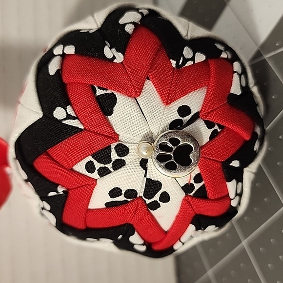 Red,Silver, and Black Paws Ornament Handmade - Picture 4 of 6